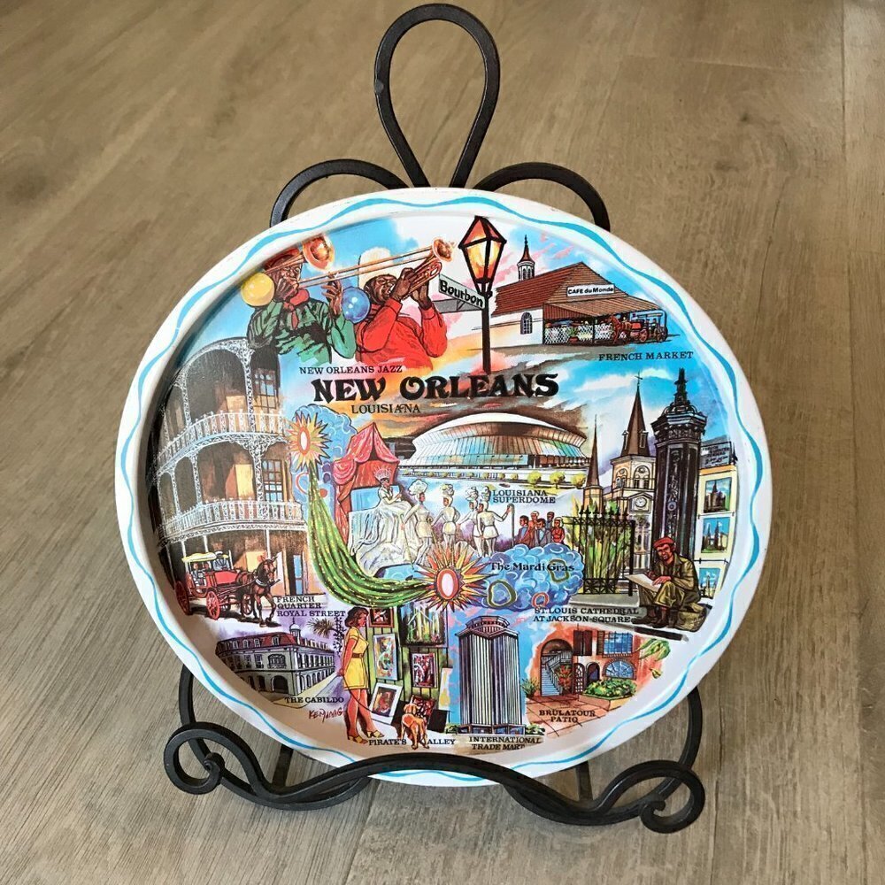 Ken Haag Tin Tray Vintage Medium New Orleans The Big Easy Jazz Keepsake Souvenir - Picture 11 of 11